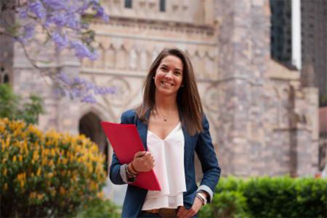 Female students holding file