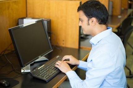 Student taking computer test